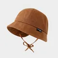 Detailed texture of cotton bucket hat with adjustable chin strap and soft wide brim - 50cm (Recommended 1-3 Years) / Coffee