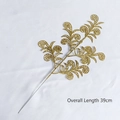 Detail of 39cm golden glitter artificial branch for festive Christmas decoration - 5-Piece Phoenix Leaf