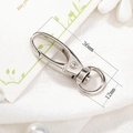 Close-up of silver metal rotating lobster clasp with dimensions 36mm by 12mm - Style 14 P0947 (Silver Lobster Clasp 36mm)