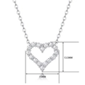 Elegant 925 sterling silver heart necklace with pave-set moissanite, size 15mm x 13.5mm - 40cm+5cm / Heart Pave Style (N12373)