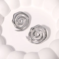 Boucles d'oreilles spirales minimalistes en acier inoxydable argenté pour femmes - Couleur Acier