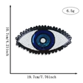 Blue sequin eye embroidery patch showing dimensions 19.7cm length and 10.7cm width - Simple Deep Blue Eye