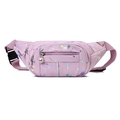 Paarse nylon heuptas met holografische letterprint en een verstelbare schouderriem - Stijl 1 Paars
