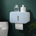 Light blue and white wall-mounted waterproof toilet paper holder with transparent window - Blue