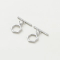 Silver-plated hexagonal OT clasp connector in a minimalist geometric design for DIY jewelry - Platinum Hexagonal OT Clasp - 4Pcs/Pack