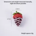 Artificial strawberry chocolate charm with white icing, measuring 4.7 cm in height - Dark Red Jam - Red Strawberry (No Hook)