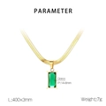 Detailliertes Parameterdiagramm der goldenen Schlangenkette mit grünem Glasanhänger - Grüner Edelstein Stil (KN283216-CM)