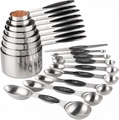 Stainless steel measuring cups and spoons set with black non-slip silicone handles - 17-Piece Measuring Cup and Spoon Set (Black)