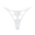 Tanga de encaje blanco para mujer con bordado floral y detalles de diseño calado - M / Blanco