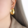 Grandi orecchini a cerchio spessi placcati oro 18 carati da donna stile minimal - Piccolo / Oro