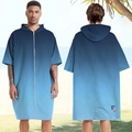 Men's quick-dry hooded changing robe with blue gradient design and full front zipper - One Size / Zipper Style - Gradient Blue