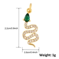 Pendentif serpent plaqué or 14K avec pierre précieuse verte et pavé de zircons - A0191