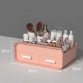 Nordic pink desk organizer with dual drawers and compartments, size 26x16x10cm - Upgraded Material Deluxe 2-Drawer Small Nordic Pink