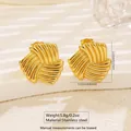 Golden twisted stripe stainless steel earrings in minimalist sea star collection - Stainless Steel Twisted Striped