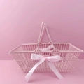 Pink metal wire storage basket with dual handles and ribbon bow for desk organization - Light Pink Large Basket 23.5*16*9cm