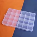 Transparent 24-compartment plastic organizer box with double latches for jewelry storage - Medium 24 Adjustable Compartments (27.5*16*4.2cm)