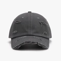 Washed dark grey distressed baseball cap in vintage style with breathable cotton fabric - Dark Grey (24A187)