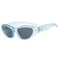 Occhiali da sole cat-eye retrò con montatura blu trasparente e dettagli a stella argento - Montatura Blu Trasparente Lenti Grigie