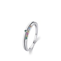 Anello in argento sterling 925 con gemme arcobaleno colorate e design a doppio strato - US 5 / Arcobaleno Multicolore Doppio Strato(RHR1094)