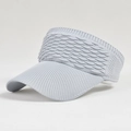 Light grey knitted open top sun visor hat with pineapple pattern and breathable mesh - One Size / Gray
