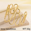 Detail of irregular curved golden cuff bracelet with inner 62x50mm size dimensions - Multi-layer Overlaid Line Style (KB185423-LO)
