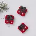 Set of three red wool felt Christmas gift box ornaments with white polka dots - Wool Felt (Red Polka Dot Gift Box)