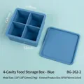 Blue 4-cavity silicone ice cube mold with lid for whiskey and baby food freezing - 4-Grid Storage Box / Blue