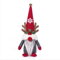 Gnome de Noël avec bonnet rouge à flocons, bois de renne et longue barbe blanche - Style Homme