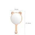 Handheld wooden makeup mirror with cute bear ears and paw cutout handle, 12cm wide - Cat/Small / 12*21.5cm