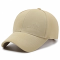 Light khaki baseball cap with embroidered mountain peak and sports letter graphics - Adjustable / Khaki