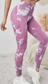 High-waisted purple and white tie-dye seamless yoga leggings with peach butt lift effect - Dust Rose