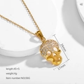 Collier tête de mort hip hop doré avec pierres de zircon et chaîne en acier poli - Couleur Or (N0156G)