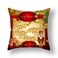 Christmas pillowcase featuring golden nutcracker soldier and red festive banners - Style 1 / 18x18 Inch
