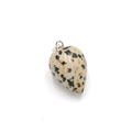 Polished Dalmatian jasper teardrop pendant with metallic bail for necklace accessory - Dalmatian Jasper