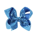 5-inch deep blue sequined hair bow clip for girls with shimmering round sequins finish - Medium Blue