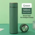 Borraccia termica da 500ml verde scuro opaco con tappo in metallo spazzolato e sottile - Serie Diritta Standard / Verde scuro