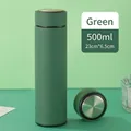 Matte dark green 500ml vacuum flask with brushed metal lid and slim portable design - Standard Straight Series / Dark Green
