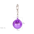 Detailed size and weight view of purple disco ball keychain with metal hook - Purple Disco Ball Keychain