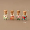 Miniature Christmas wish bottles set with cork stoppers and tiny candy decorations - Round Bottle Christmas Fruit Box Set (4 Pcs)
