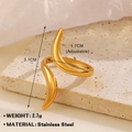 Irregular horn shaped 18K gold plated stainless steel open ring with glossy finish - Horn Shape Open Style / Gold