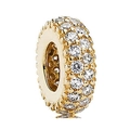 Golden ring charm bead with sparkling clear zircon pavé setting for DIY jewelry - 044-Pave Clip