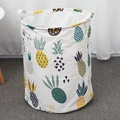 Foldable canvas laundry basket with colorful pineapple pattern and sturdy handles - Pineapple Pattern / 35*41cm (45L)