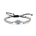 Bracciale occhio portafortuna in perline argento con zirconi e cordino regolabile - CB0060CX / Argento