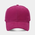 Detailed view of magenta cotton twill baseball cap with reinforced stitching and eyelets - Adjustable / Fuschia