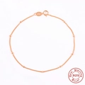 Detailed macro view of S925 sterling silver beaded chain with elegant rose gold plating - Rose Gold