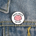 Mental health matters enamel pin with cute cartoon brain on blue denim fabric - XZ4814-Cute Cartoon Brain