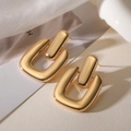 Elegantes pendientes geométricos entrelazados en forma de U con acabado dorado pulido - 44892-Forma de U Entrelazada Dorado / Dorado