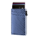 Blue carbon fiber wallet with automatic pop-up card slot and sleek metal frame - Carbon Fiber Texture / Blue Carbon Fiber