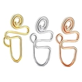 Three-piece non-piercing U-shaped nose ring set in gold, silver, and rose gold finish - Style 3 Black