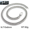 Silver stainless steel curb chain necklace 8mm width with lobster clasp for men and women - 8mm x 710mm(KN233093-ZZ)